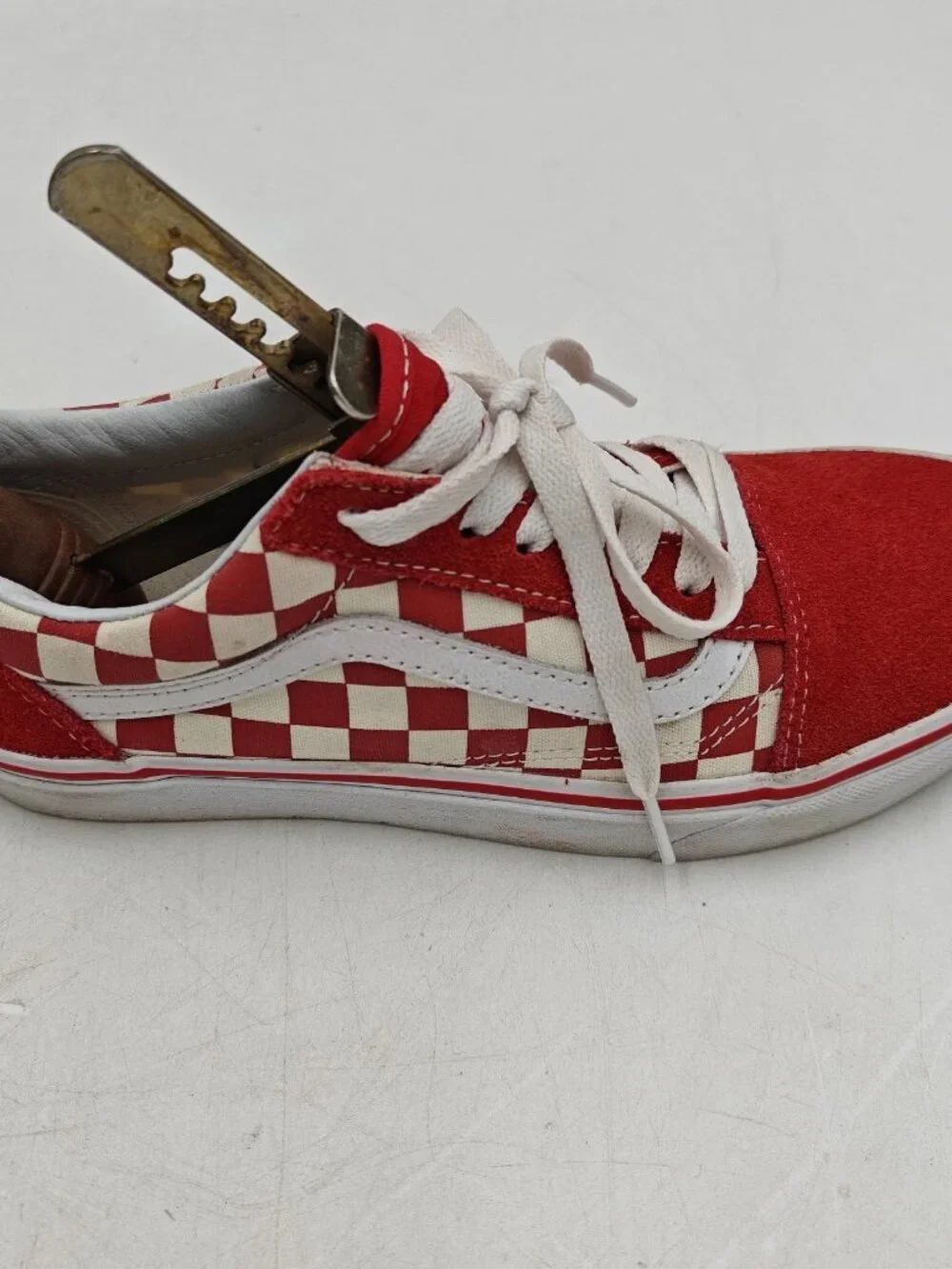 Vans Old Skool Red White Checkerboard Mens 6.5 Womens 8 500714 EUC Box
